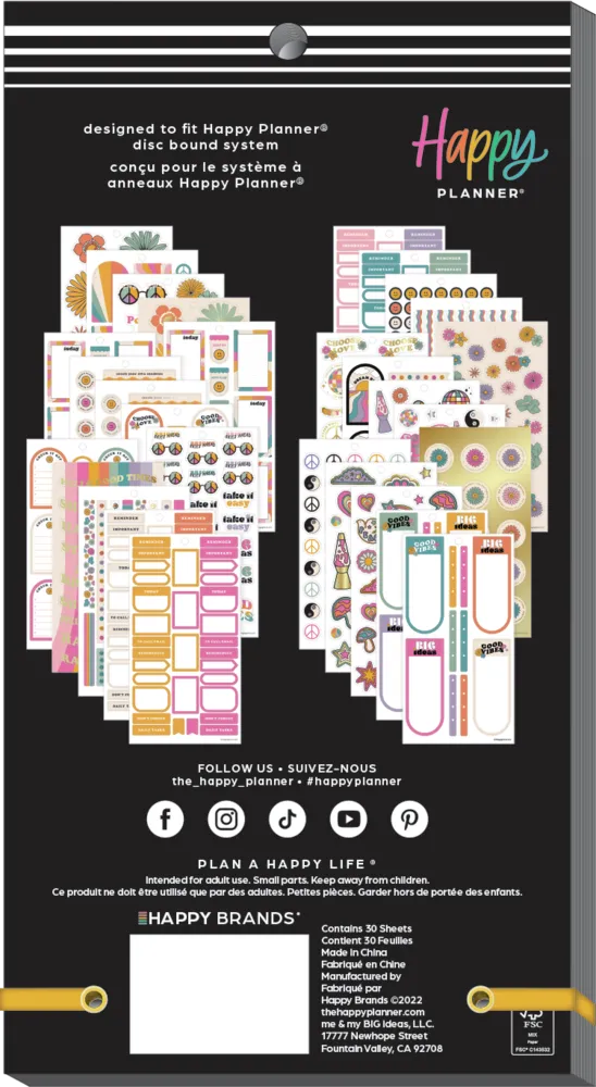 Happy Planner Decades 70s stickers agenda 30 planches 621 pièces