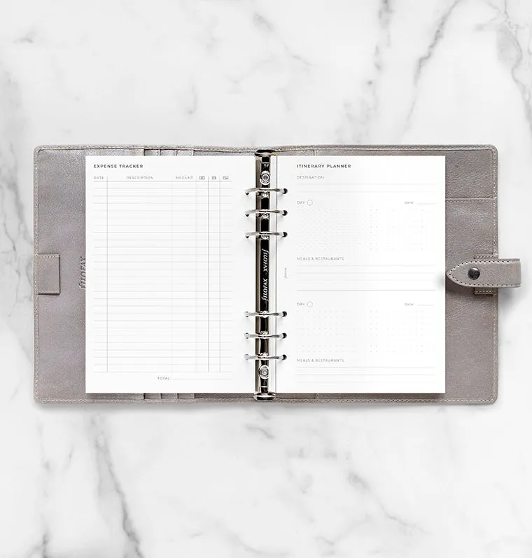 Filofax Travel recharge voyage A5 itinéraire budget