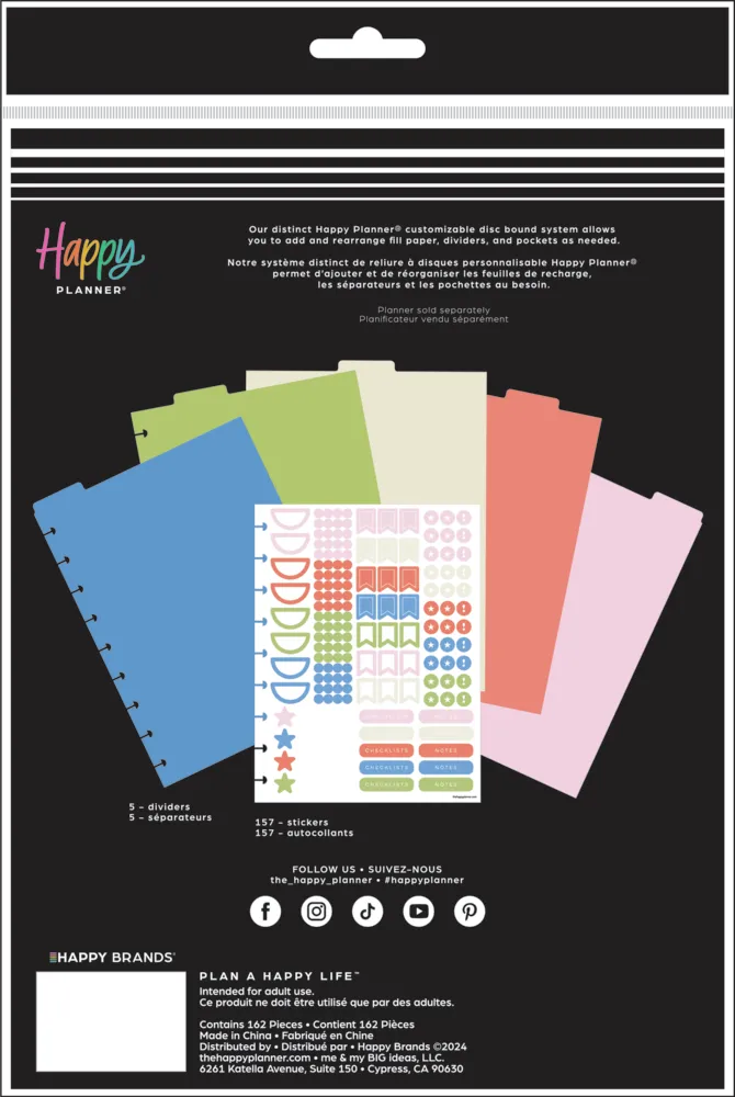 Happy Planner Bright Day intercalaires plastique Classic lot 5