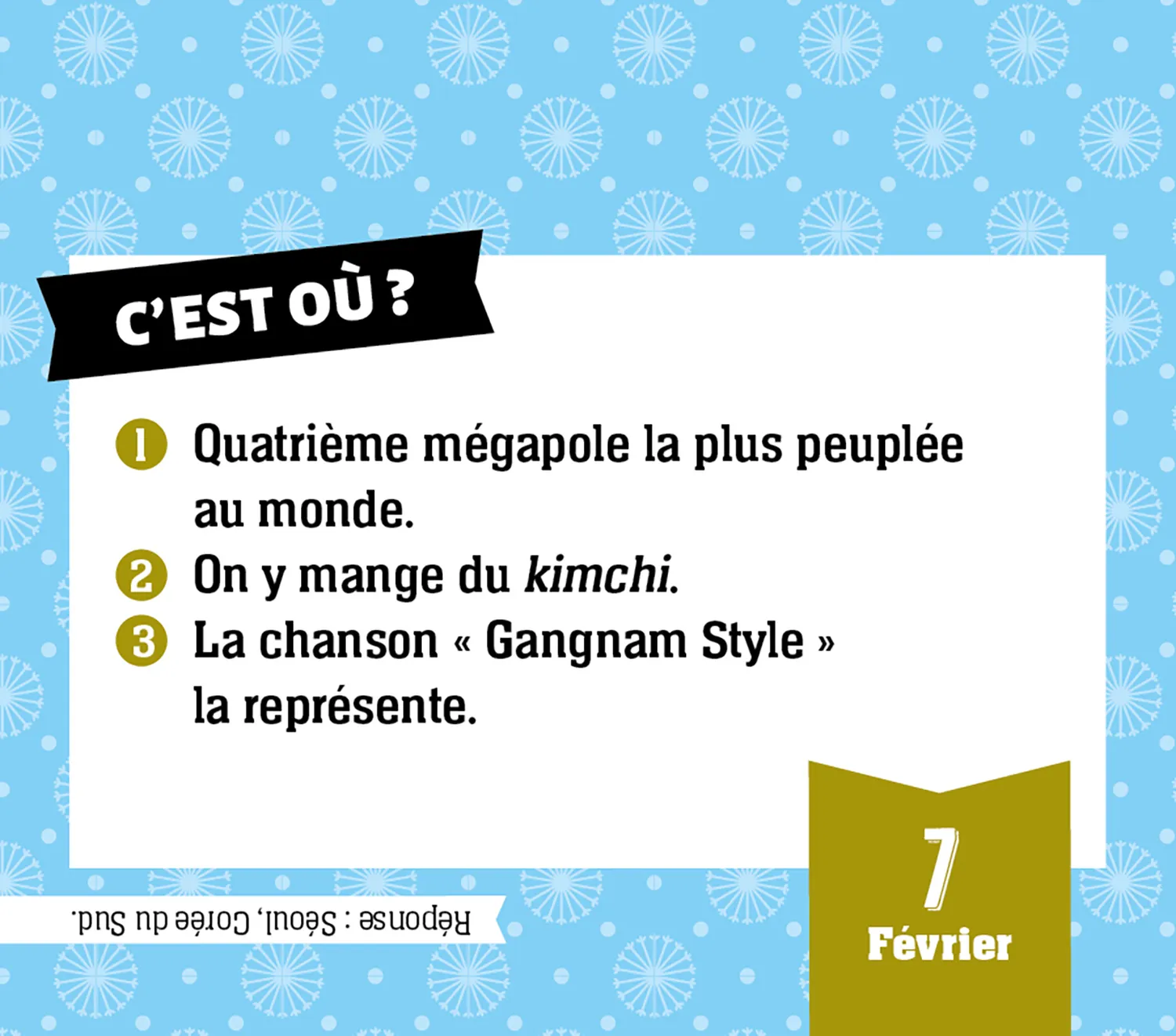 Frigobloc C'est Où ? calendrier quiz chevalet 365 jours