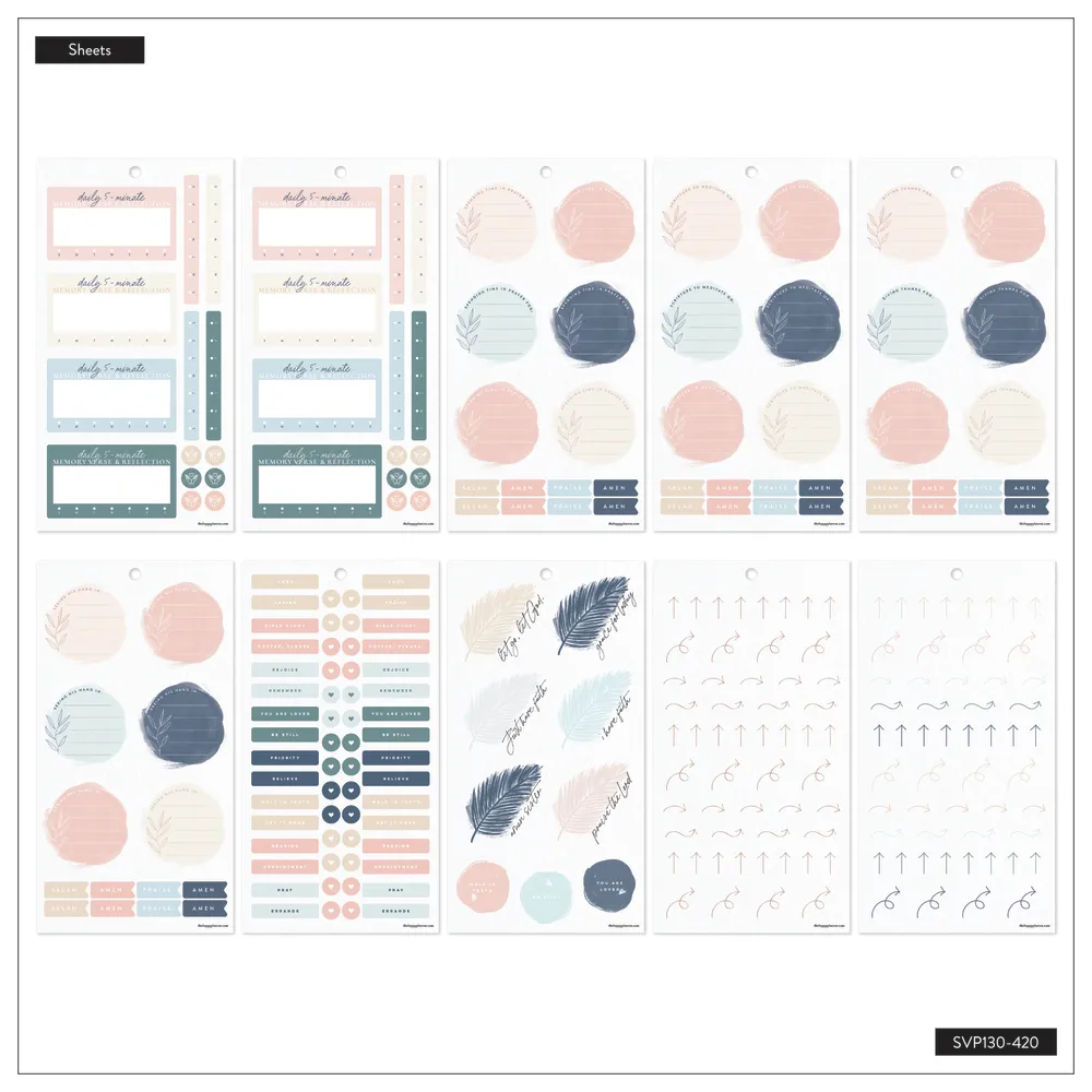 Happy Planner Coastal Faith stickers 30 planches 555 autocollants