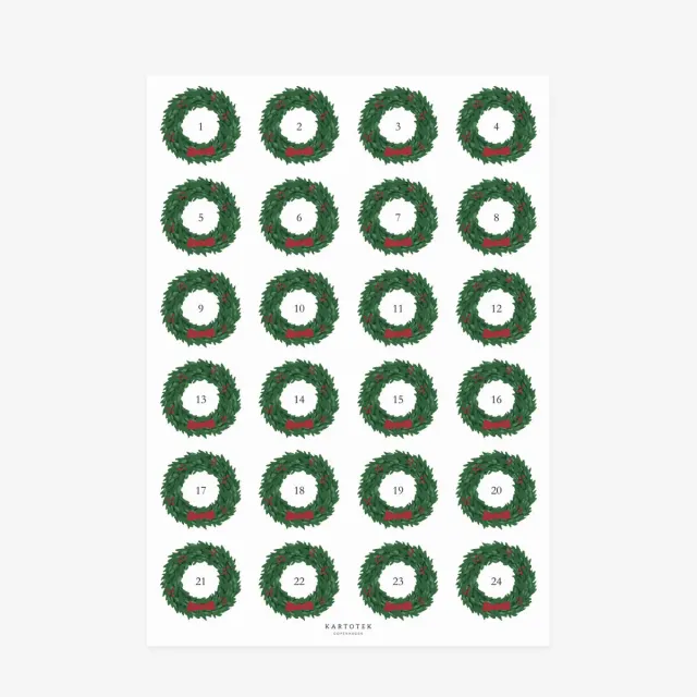 Kartotek Advent Wreath autocollants avent 1-24 A4
