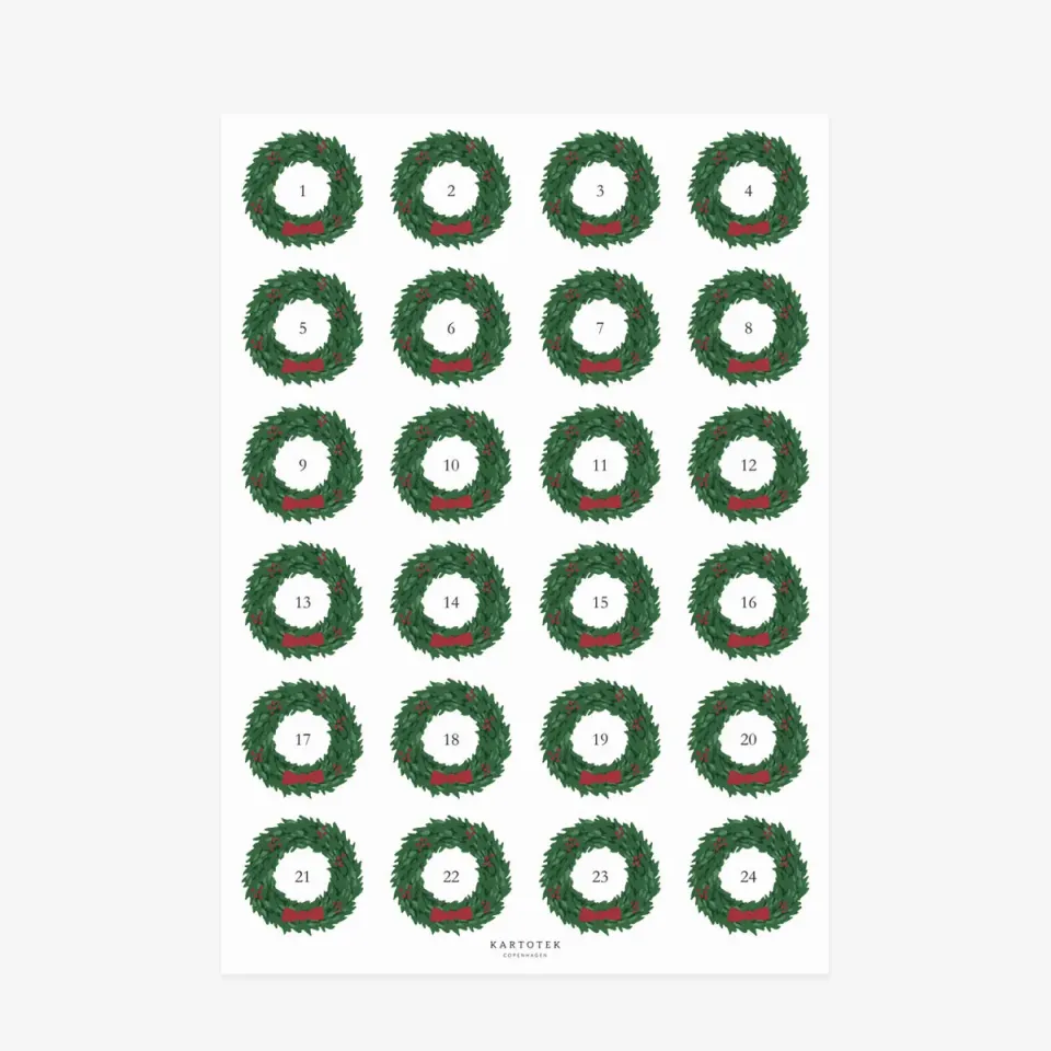 Kartotek Advent Wreath autocollants avent 1-24 A4