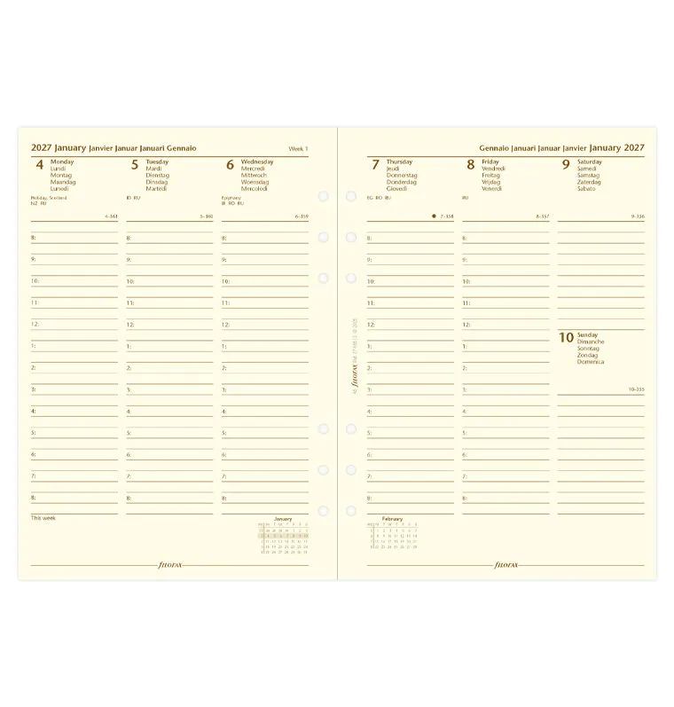 Filofax Classic recharge 2027 semaine sur 2 pages A5 crème