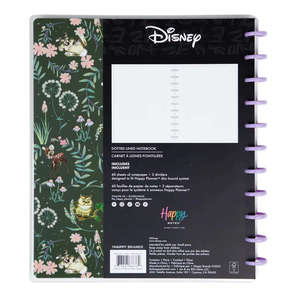 Happy Planner Bambi Springtime carnet Big pointillé ligné 60 feuilles