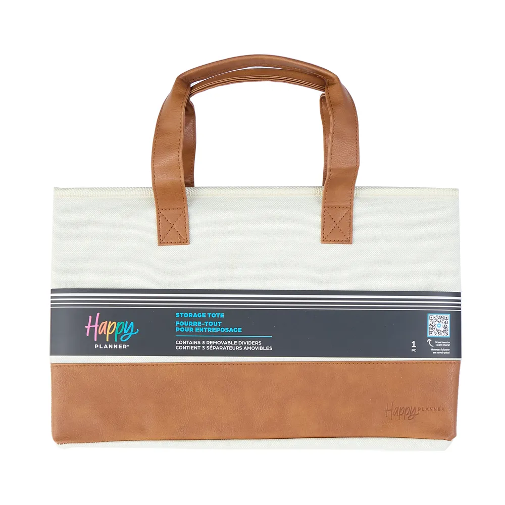 Happy Planner Tote Brown Natural sac planner simili cuir