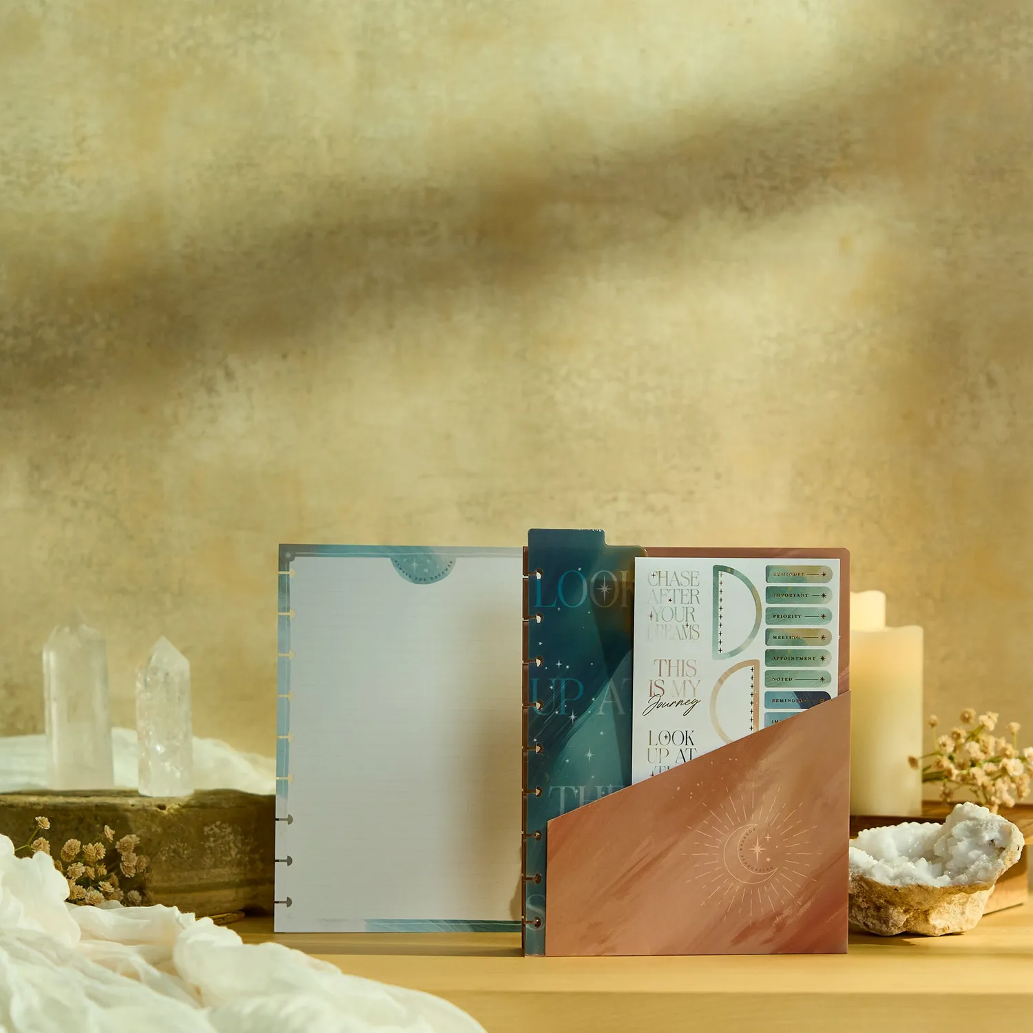Happy Planner Starlit Glow pack accessoires Classic aquarelle