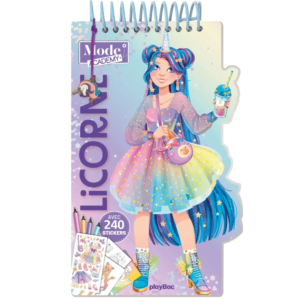 Frigobloc Mode Academy Licorne carnet créatif avec bracelet