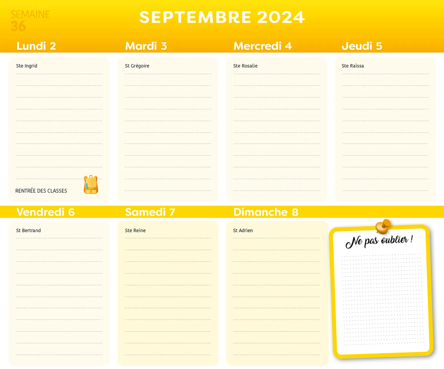 Frigobloc Hebdomadaire 2025 calendrier familial aimanté semaine