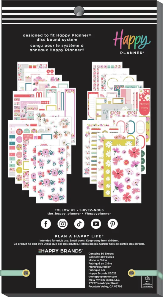Happy Planner Mom's Fresh Bouquet stickers 30 planches 617 fleurs
