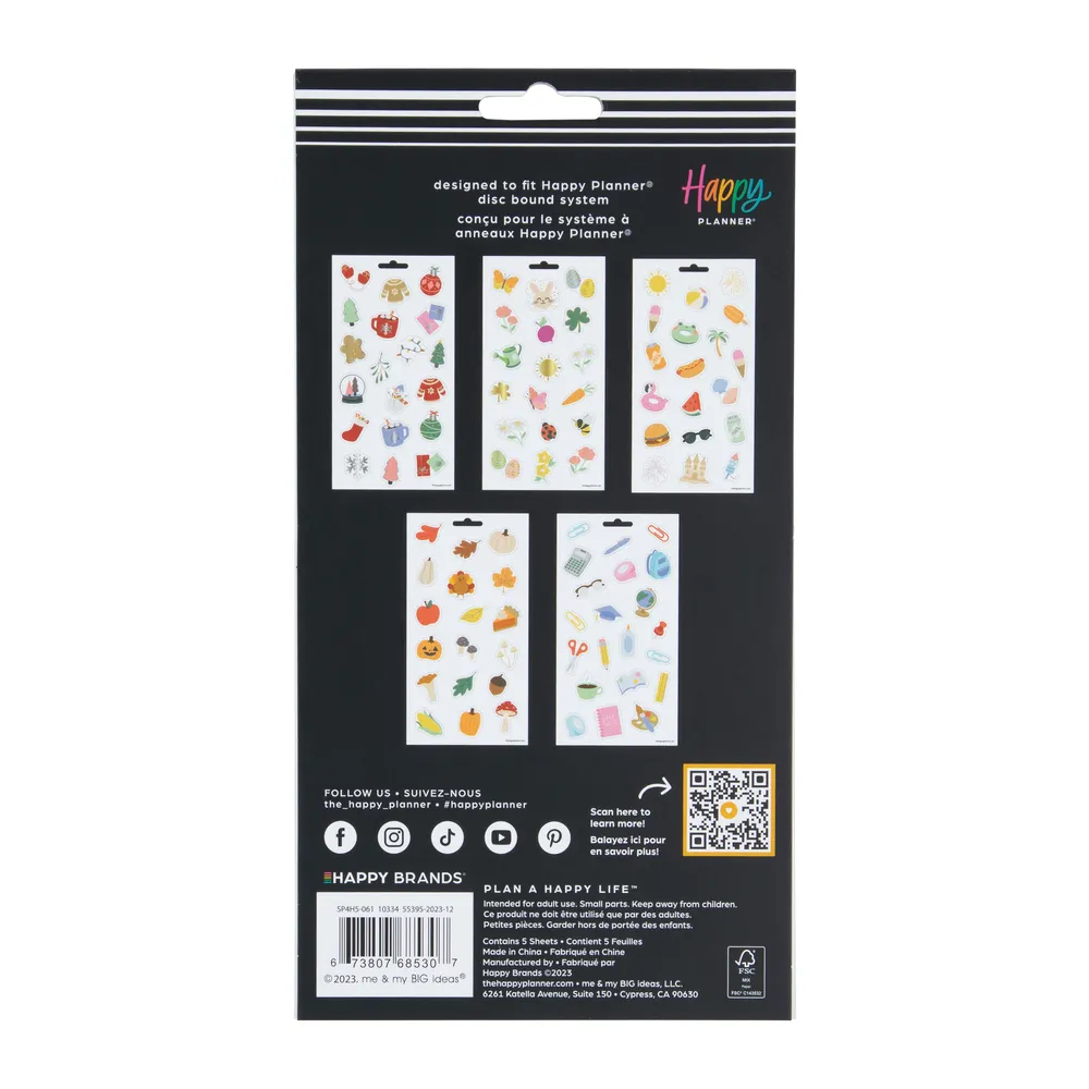 Happy Planner Happy Seasons stickers 5 planches 95 motifs saisons
