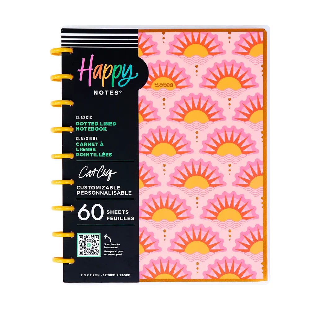 Happy Planner Retro Sunset Cat Coq carnet pointillé 60 feuilles