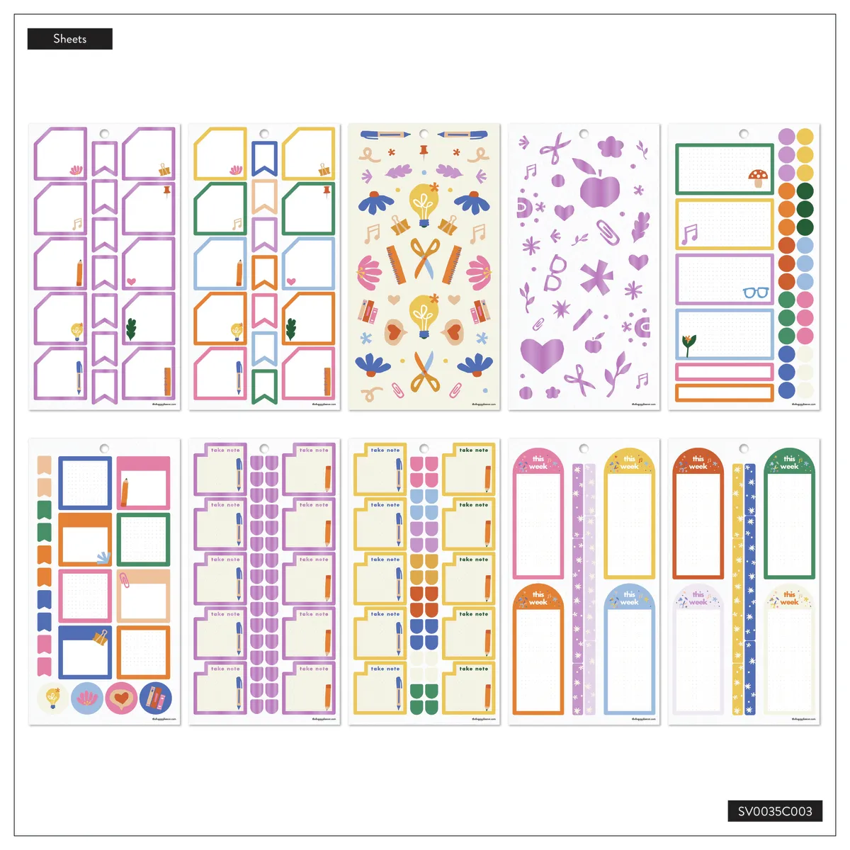 Happy Planner Heart Work Teacher stickers value pack 813