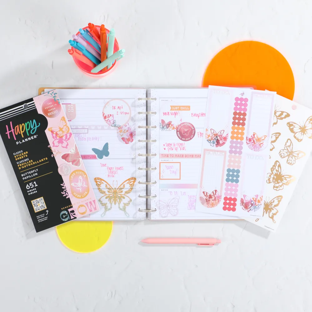 Happy Planner Butterfly Bliss stickers value pack 651 rose