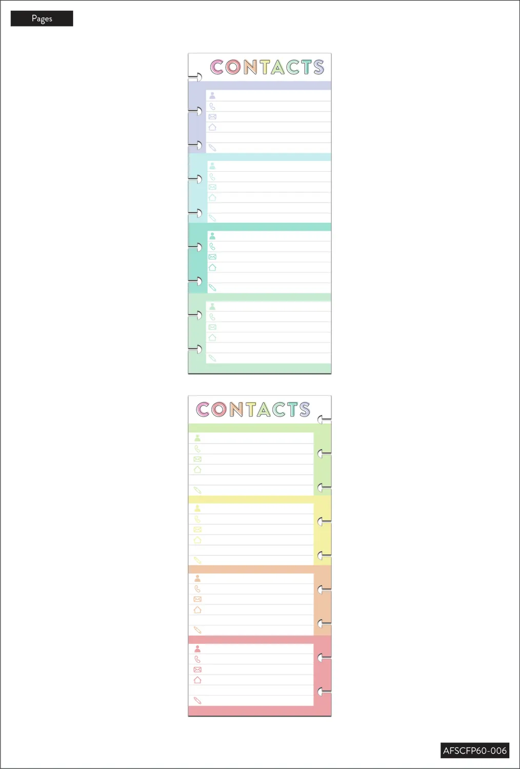 Happy Planner Contacts recharge Skinny Classic lignée 40 feuilles