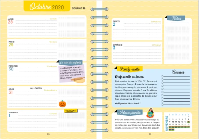 Frigobloc Agenda famille organisée 2021 agenda familial 16 mois