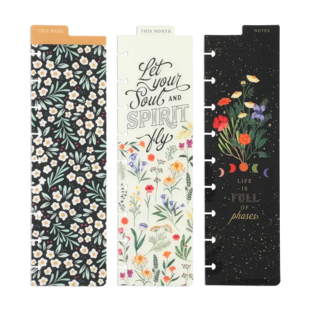 Happy Planner Moody Blooms marque-pages Classic lot de 3 floral