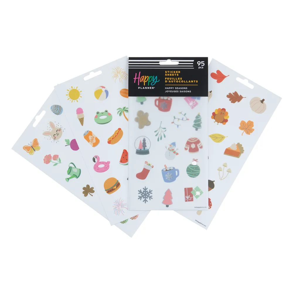 Happy Planner Happy Seasons stickers 5 planches 95 motifs saisons