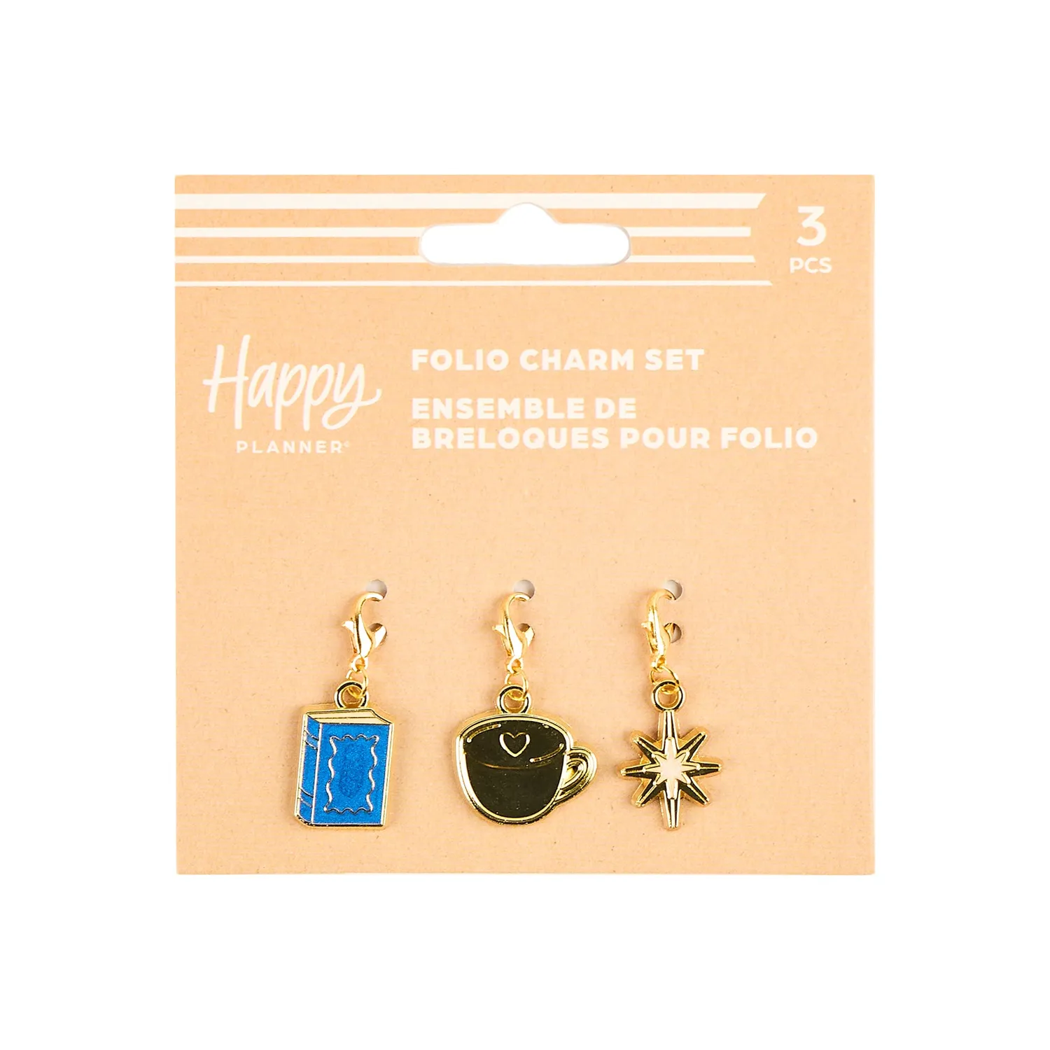 Happy Planner Chapter Charm breloques folio lot de 3 doré