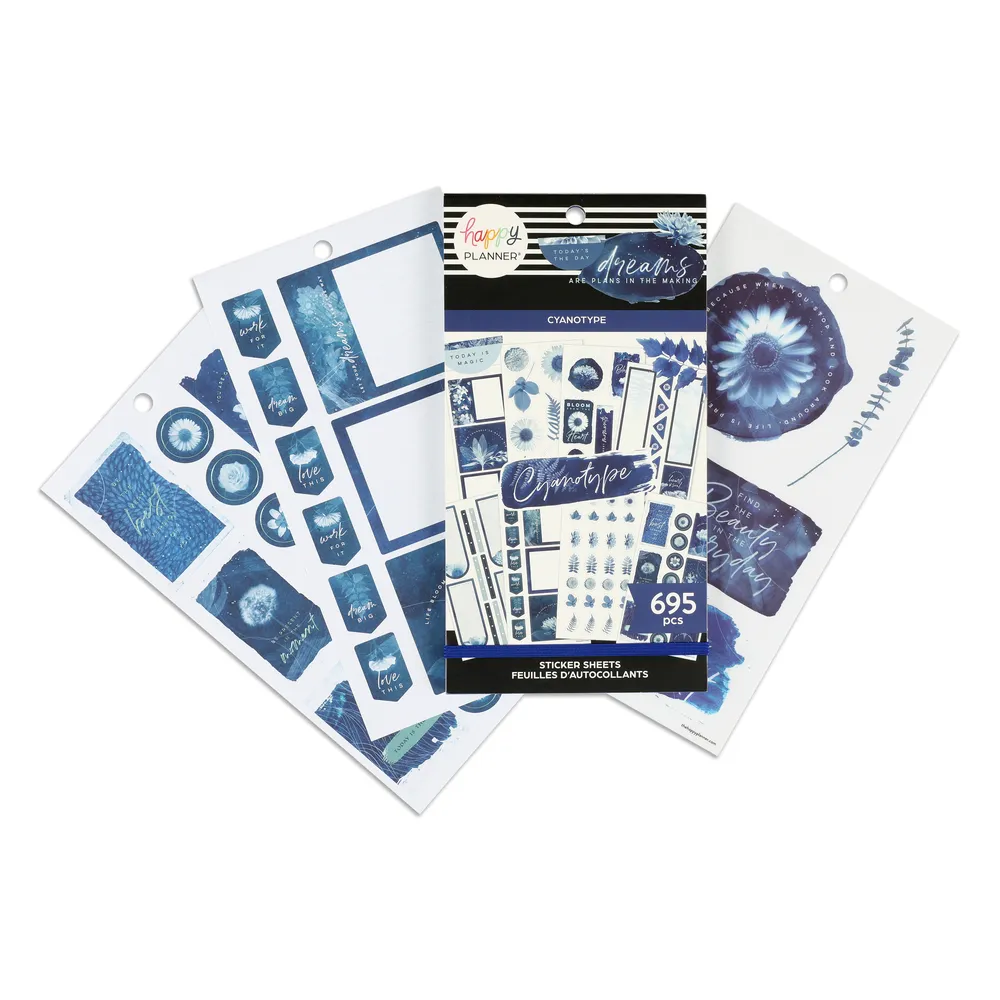 Happy Planner Cyanotype Value Pack carnet autocollants 695 bleu