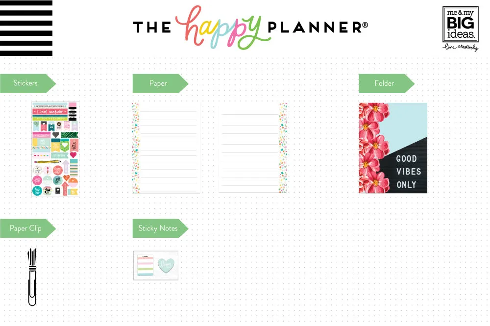 Happy Planner Good Vibes Only kit accessoires étudiant Classic