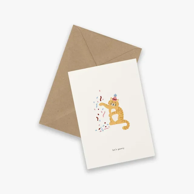 Kartotek Celebration Cat carte anniversaire chat jaune