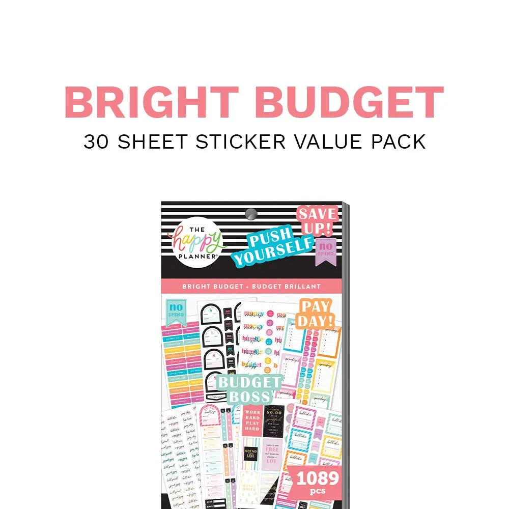 Happy Planner Bright Budget stickers 1089 pièces budget