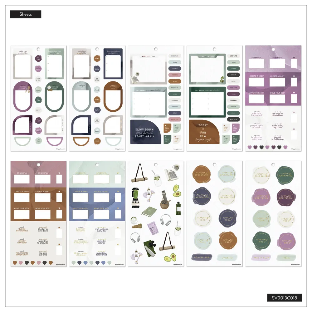 Happy Planner Wellness Prompts Classic stickers 596 bien-être