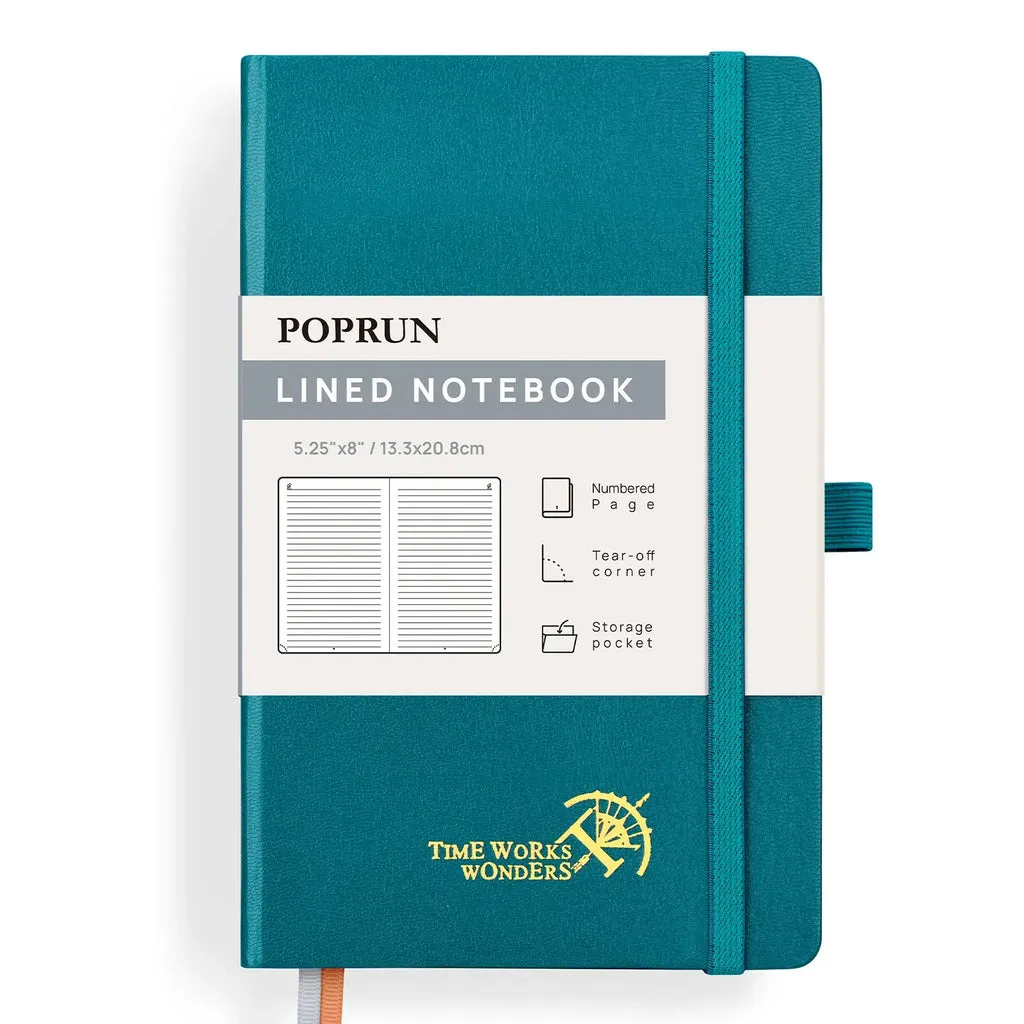 Poprun CH127L carnet ligné A5 rigide vert pacifique