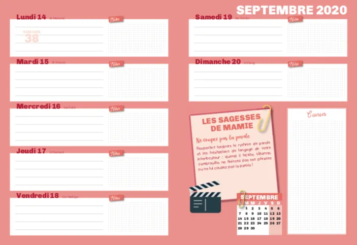 Frigobloc Agenda ultra simple agenda familial sept 2020-déc 2021