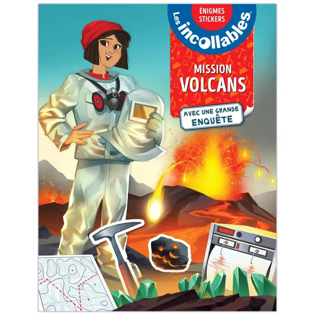 Incollables Mission Volcans cahier énigmes stickers 6 ans
