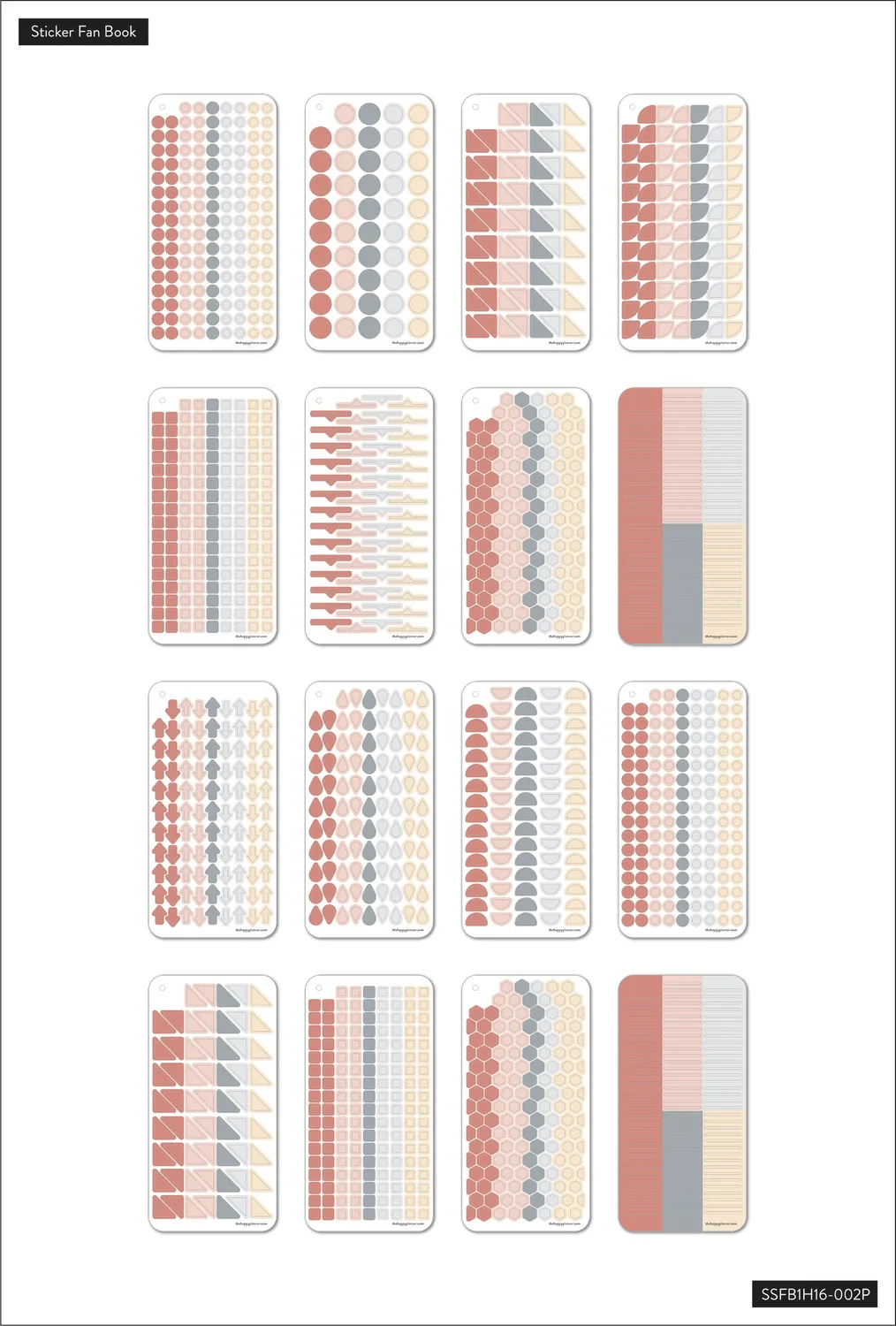 Happy Planner Work + Life Minimalist stickers éventail blush 16 feuilles