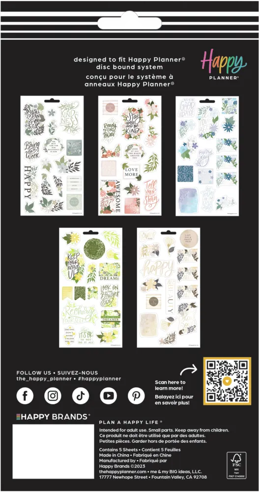 Happy Planner Floral Color Story stickers 5 feuilles floral 76 pcs