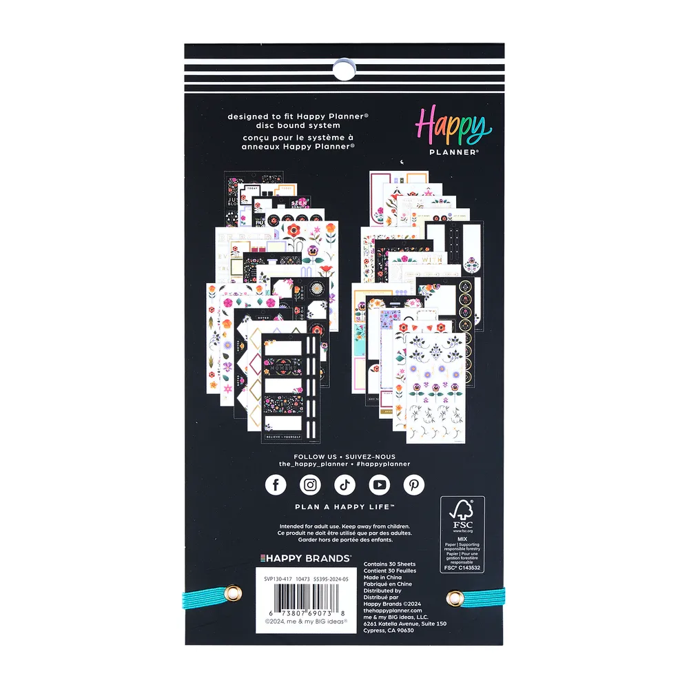 Happy Planner Radiant Garden stickers fleurs 653 pièces