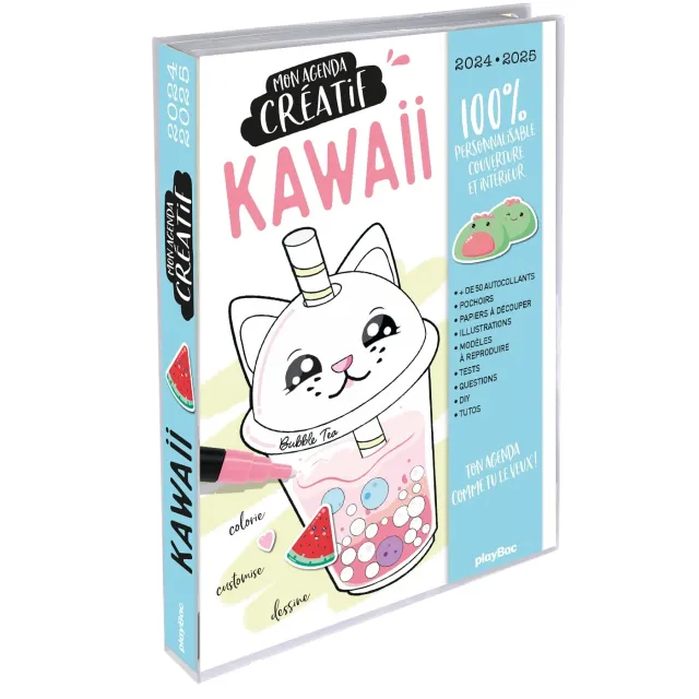 Frigobloc Kawaii 2024-2025 agenda créatif à customiser stickers