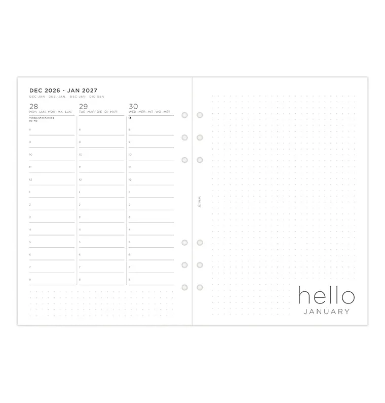 Filofax Minimal recharge agenda 2027 A5 verticale