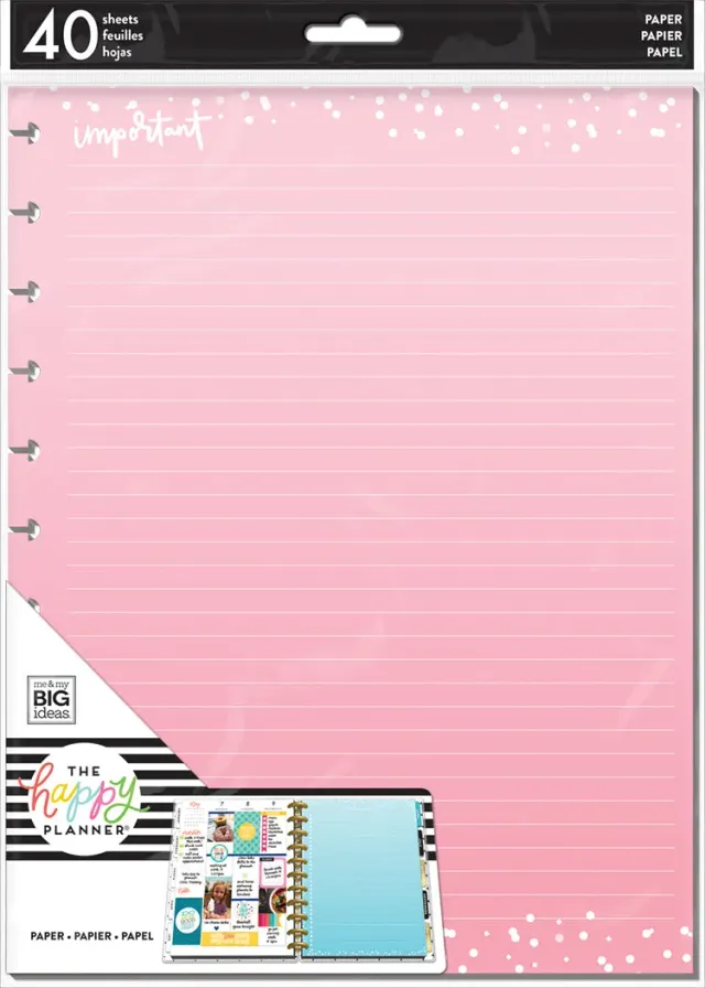 Happy Planner Big recharge papier coloré 40 feuilles