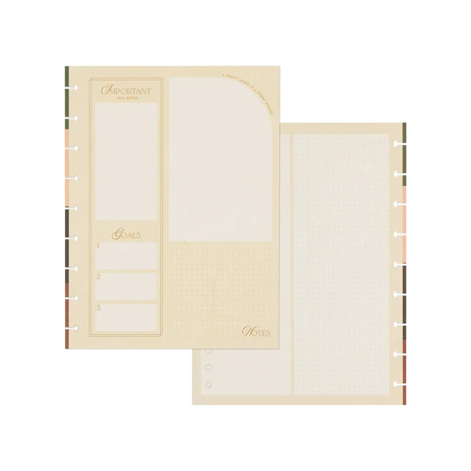 Happy Planner Amber & Oak recharge budget Classic 40 feuilles