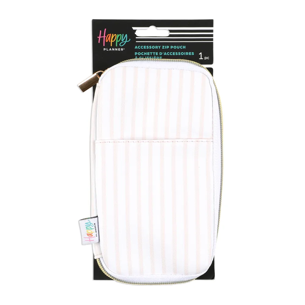 Happy Planner Peachy Stripes pochette zippée pêche à élastique