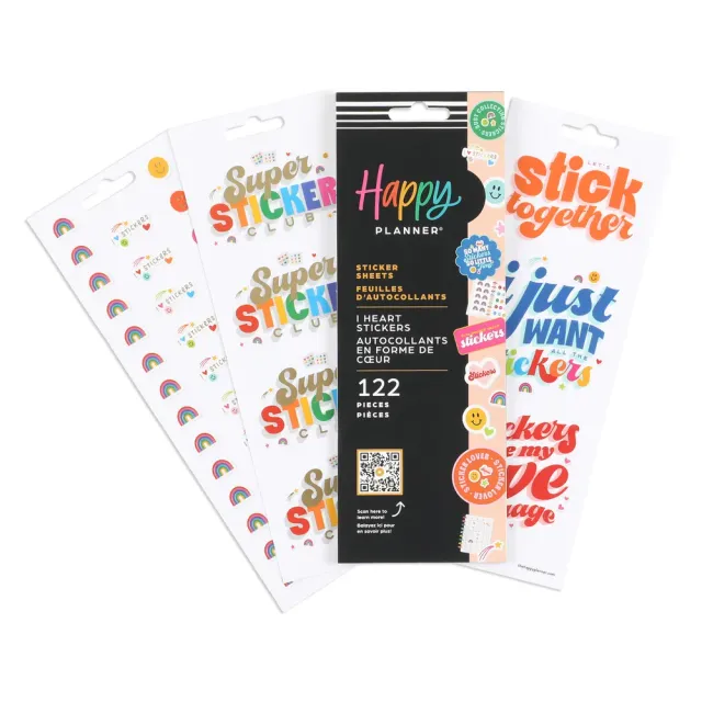 Me & my big ideas I Heart Stickers déco 8 planches 122 stickers