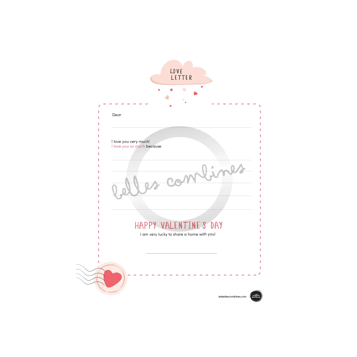 Les Belles Combines lettre d'amour fiche à compléter Saint-Valentin