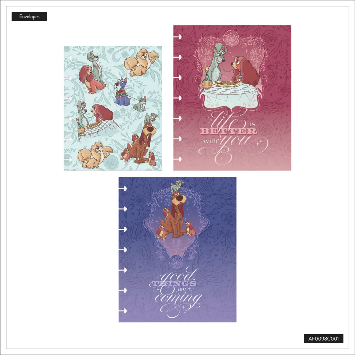 Happy Planner Disney Lady & the Tramp pochettes x3 plastique