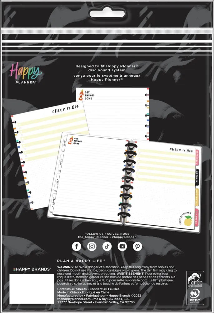 Happy Planner Fun Illustrations papier recharge Classic checklist 40