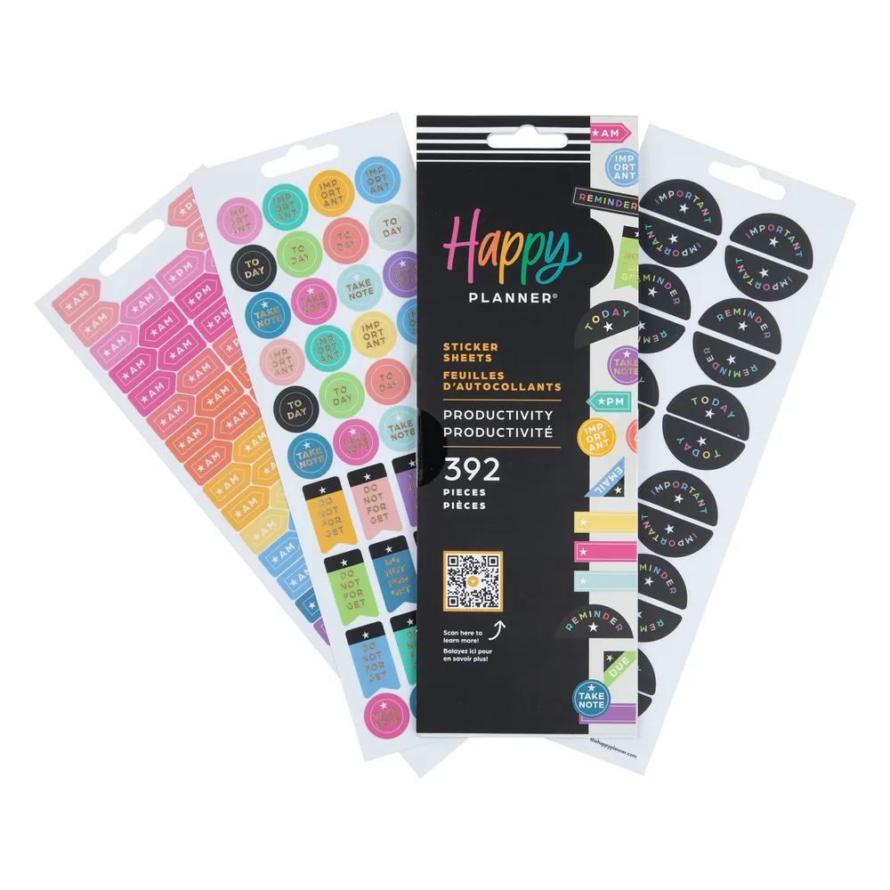 Happy Planner Productivity stickers 8 feuilles pense-bêtes