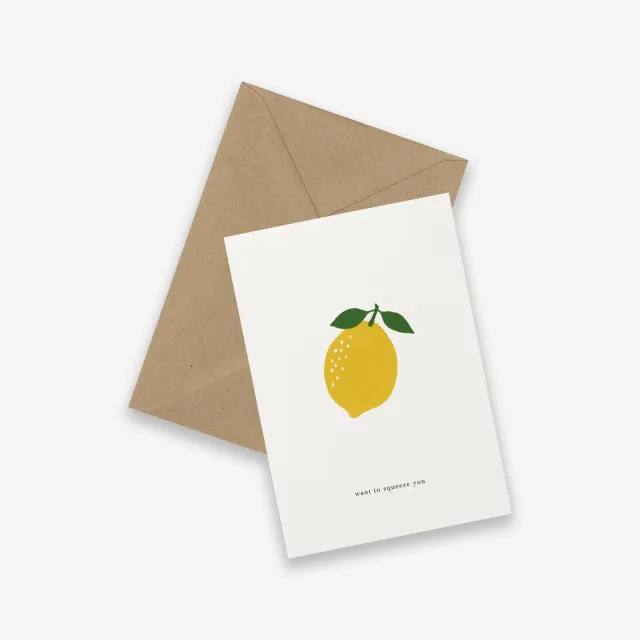 Kartotek Lemon carte de vœux jaune avec enveloppe