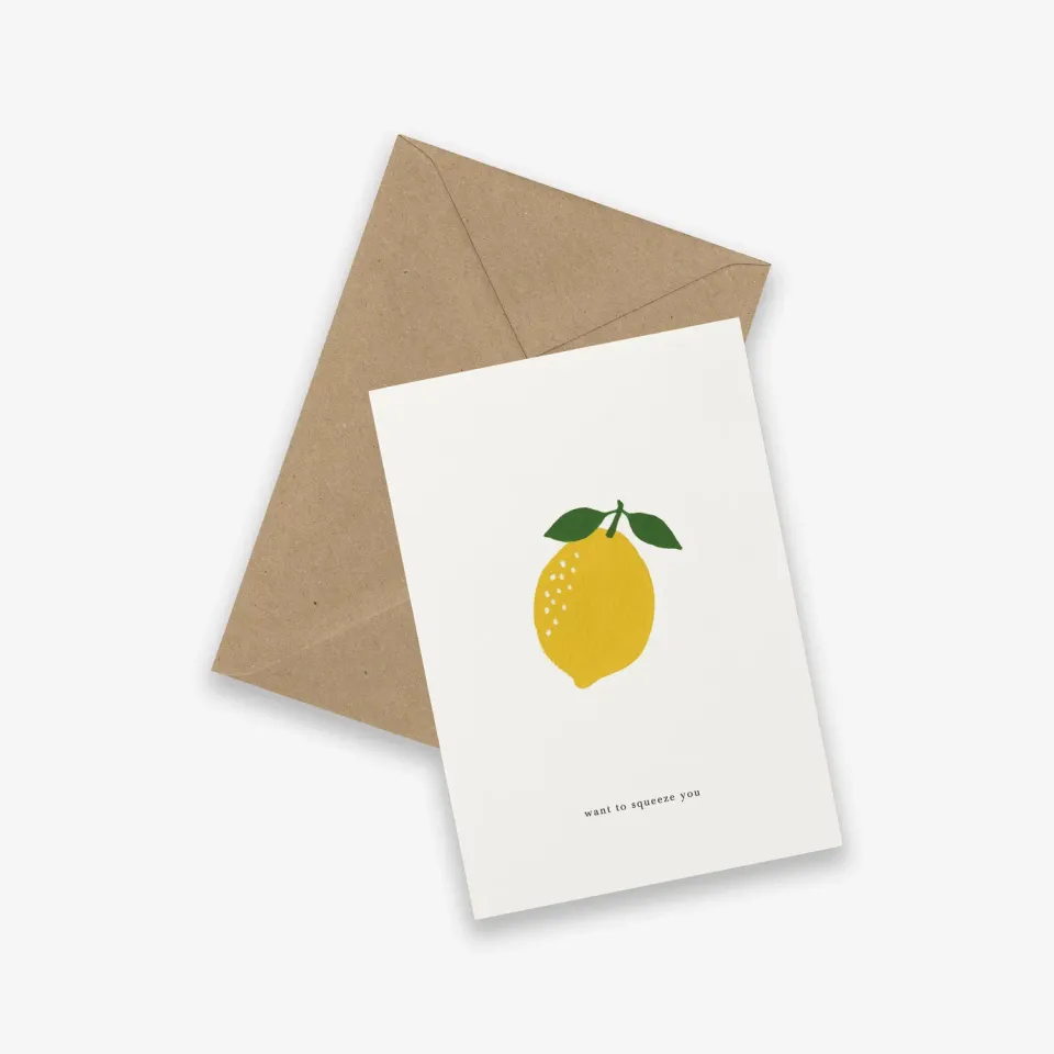 Kartotek Lemon carte de vœux jaune avec enveloppe
