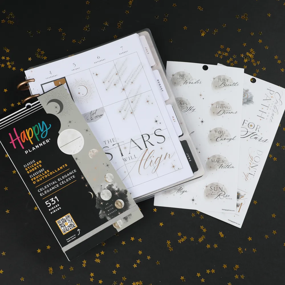 Happy Planner Celestial Elegance stickers 531 céleste
