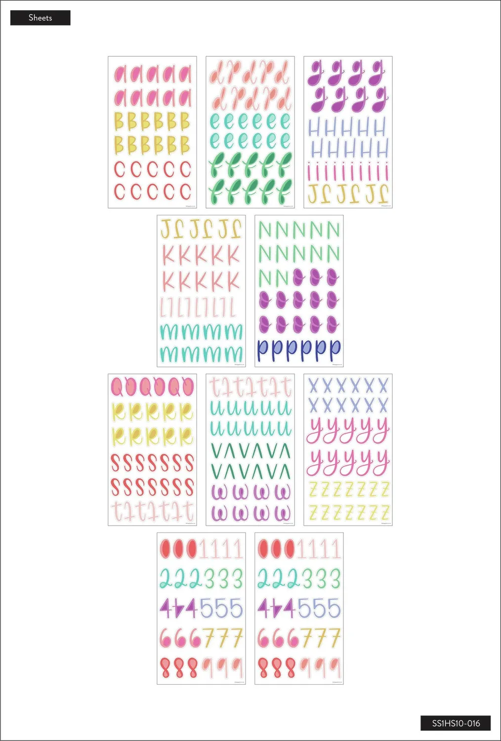 Happy Planner Whimsical Brights Alphabet autocollants 194 grandes lettres
