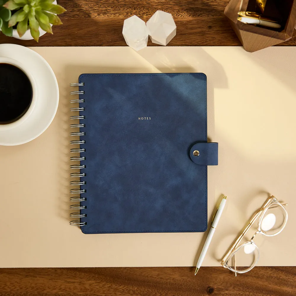 Citrine Navy Classic carnet spirale rechargeable bleu marine pointillé