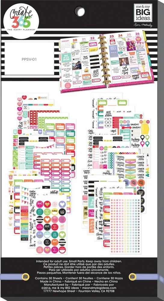 Happy Planner Planner Basics autocollants classic x1829 dorés